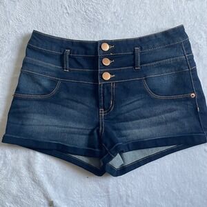 NWOT No Boundaries Dark Wash Denim High Rise Jean Shorts Juniors Size 9